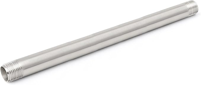 TAISHER 2Pcs Stainless Steel Pipe Fittings, 1" NPT x 1" NPT Male Threaded, 12" Length Nipple Cast Pipe