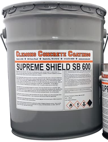 Clemons Concrete Coatings Supreme Shield SB-600 Wet Look Concrete Sealer 5-Gallon, Clear