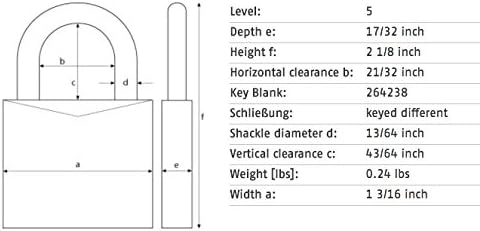 ABUS 75/30 Small Solid Brass Padlock with 2 Keys for Outdoor, School, Gym, 1 9/64in (30mm) Wide, Keyed Different