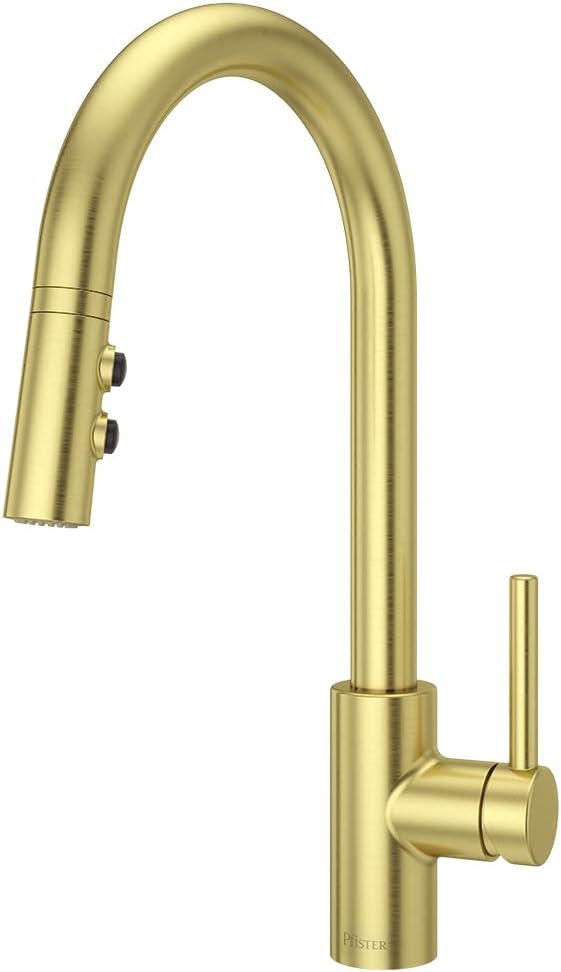 Pfister Stellen Kitchen Faucet with Pull Down Sprayer, Single Handle, High Arc, Brushed Gold Finish, LG529SABG