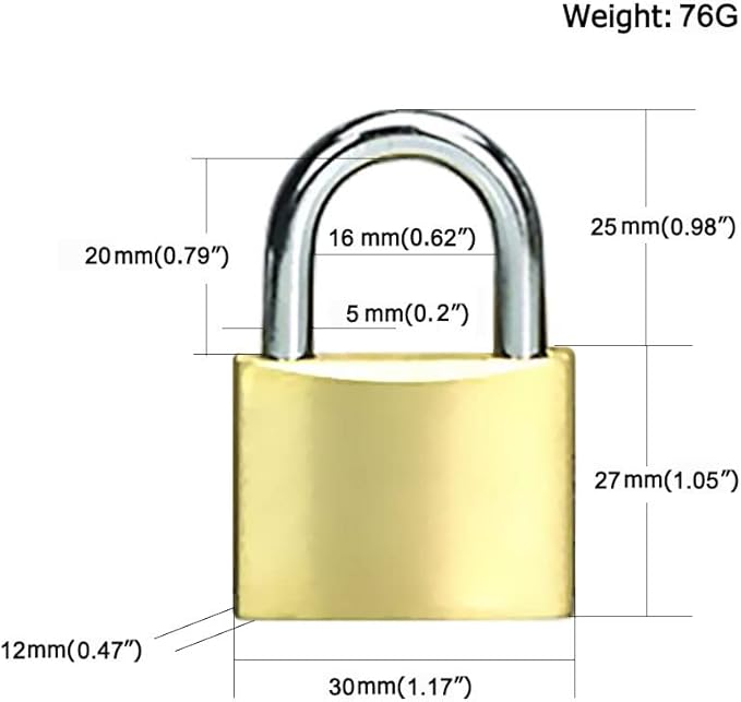 Solid Brass Padlock keyed Different Locks of 6 Pack, Solid Lock with (30mm) Wide Lock Body, Keyed Padlocks for Toolbox, Luggage,School lockers, Backpacks…