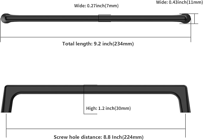 10 Pack Matte Black Cabinet Pulls 8.8 Inch Kitchen Cabinet Handles Cabinet Hardware Kitchen Handles for Cabinets Cupboard Handles Black Dresser Pulls Drawer Handle