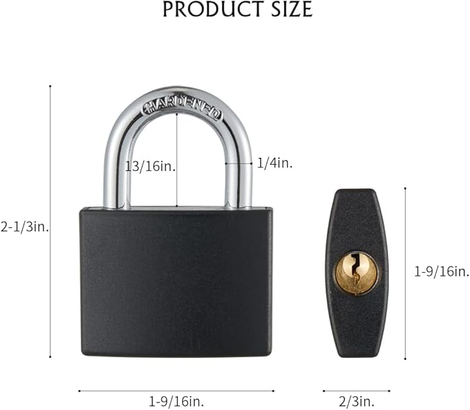 Covered Aluminum Padlock with Key, 8 Pack 1-9/16" Padlocks with Same Key,Key Lock for Outdoors