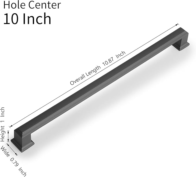 10 Pack 10 Inch(254mm) Hole Center Matte Dark Gunmetal Gray Modern Cabinet Pulls Kitchen Cabinet Handles Kitchen Cabinet Hardware Timeless Drawer Pulls for Dresser Cupboard Wardrobe, Gray(10x10)