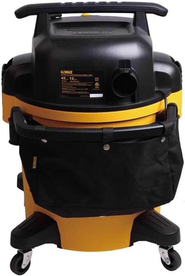 DEWALT 12 Gallon Poly Wet/Dry Vac, 5.5 HP Shop Vacuum Wet Vacuum Cleaner for Workshop, Jobsite, Commericial Area, Large Pick-Up Capacity, Yellow,DXV12P