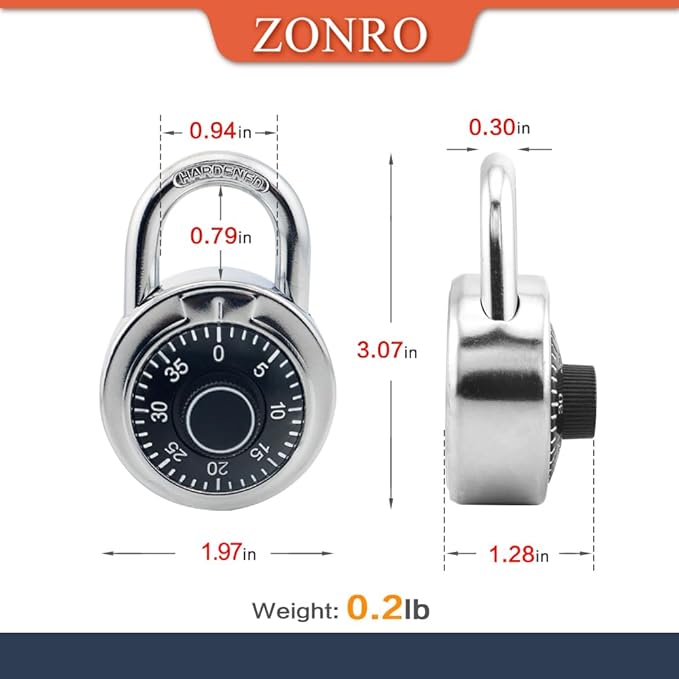 ZonRo Locks Combination Padlock, Fixed Dial Combination Padlock 24 Pack,3 Digit Code Standard Dial Combination, 2 in Wide. 3 in Height, Black Turntable, Lock for Gym & Locker, School, Toolbox