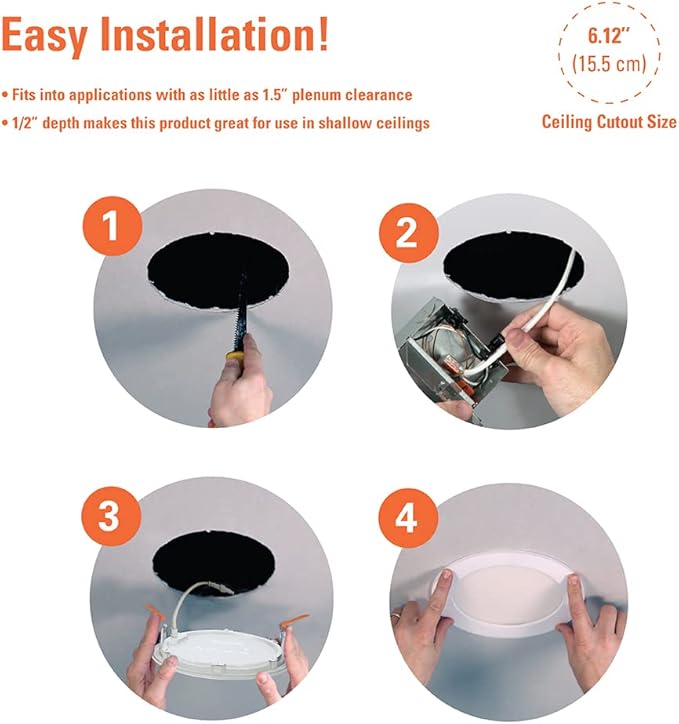 HALO HLB Recessed Lighting 6 Inch LED Thin Canless, Dimmable w/Selectable Color Temperatures, 4-Pack - HLB6099FS1EMWR-4PK