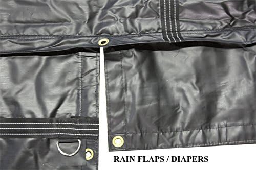 Mytee Products 24' x 27' Blue Lumber Tarp for Truck Cargo - Combination of 18 Oz/14 Oz Vinly Flatbed Tarps with 8' Drop - Waterproof Tarp for Trailers to Protect Cargo from Wind, Rain, Snow and Sun