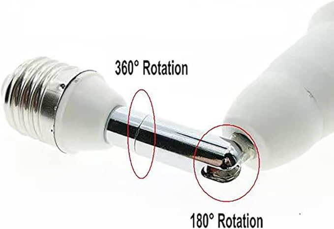 E26/E27 Light Socket Extender, 4.5 Inch Extension,Adjustable Vertical 90°Horizontal 360°, 100V - 250V, Max 150W, Medium Screw Base Light Converter Socket Extender,2-Pack