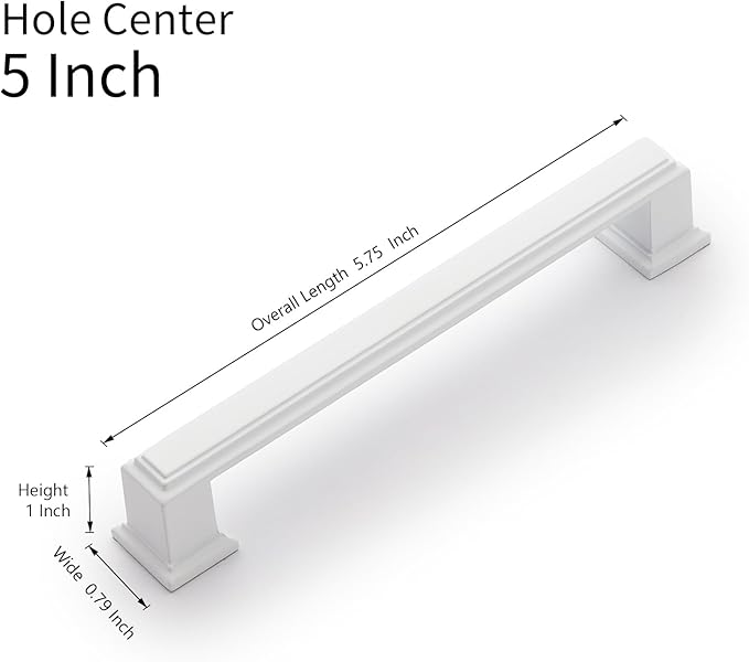 10 Pack 5 Inch(128mm) Hole Center Matte White Modern Cabinet Pulls Kitchen Cabinet Handles Kitchen Cabinet Hardware Timeless Drawer Pulls for Dresser Cupboard Wardrobe, Matte White(5x10)