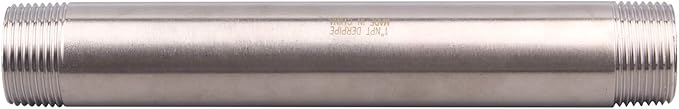 1" X 1" NPT Male Nipple Stainless Steel 304 Cast Pipe Coupling fitting 8" Length