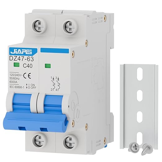 AC Miniature Circuit Breaker, 120V/240V 2 Pole 40 Amp DIN Rail Mount Circuit Breaker, MCB C40 Solar AC Disconnect Switch,Thermal Magnetic Trip