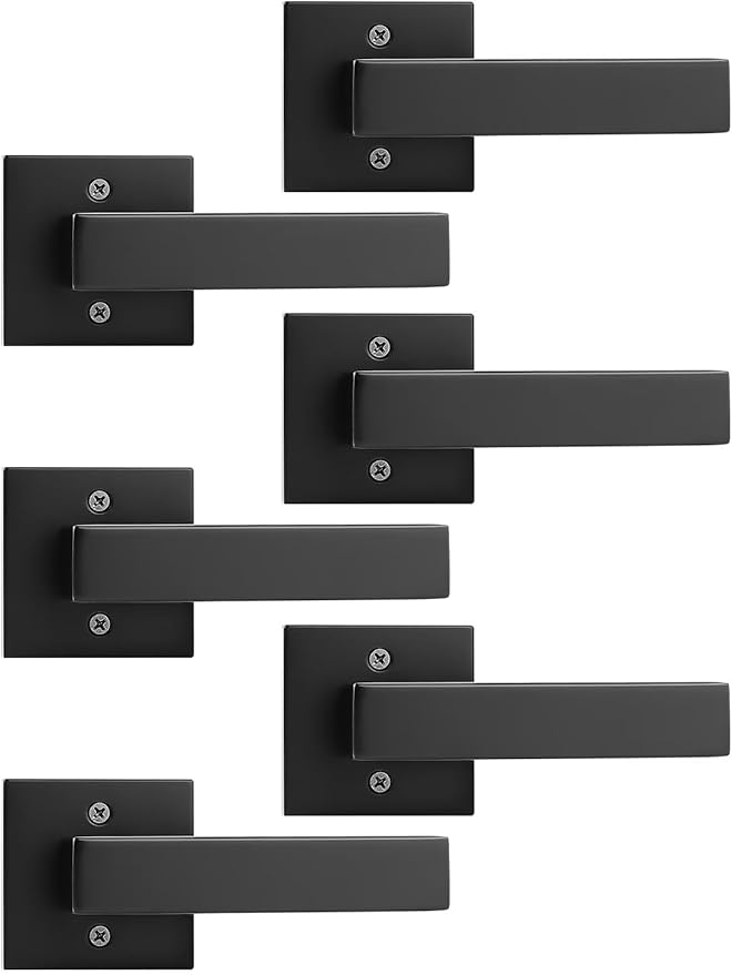 6 Pack Dummy Door Handles for Left Hand and Right Hand, Square Black Door Konbs for Closets, Non-Turning Single Side Pull