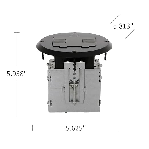 RACO 6239BK Floor Kit with Recessed Duplex 15A TR Device and Adjustable Steel Box, 1-Gang, Black