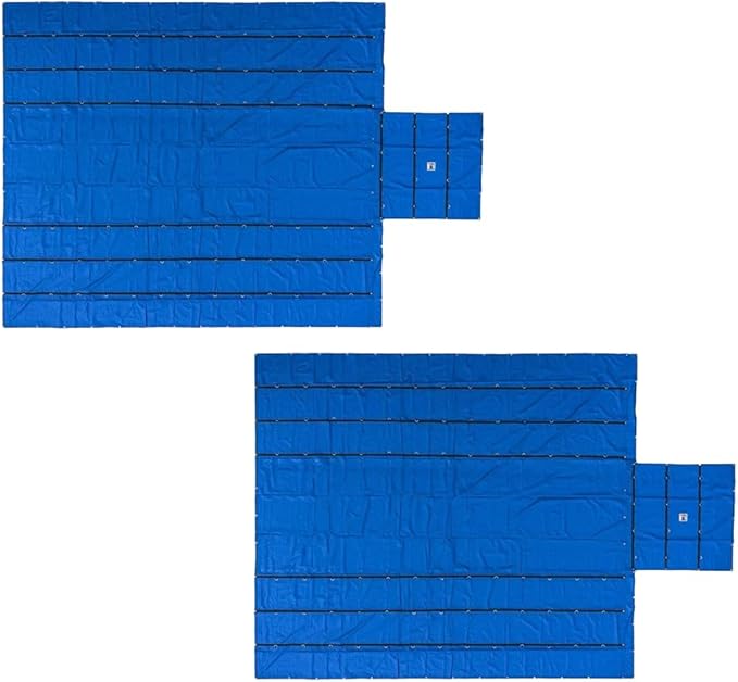 Mytee Products 2 Pack 24' x 27' Flatbed Trailer Lumber Tarp with 8 FT Drop - Heavy Duty Blue 18 Oz Vinyl Waterproof Tarp for Truck/Trailers to Protect Cargo from Wind, Rain, Snow, and Sun