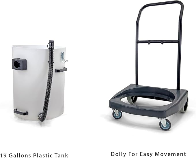 Compact Industrial Wet/Dry Vacuum Cleaner | 2 Motors | 2000 Watt Power | 225 CFM | 19 Gallon Capacity