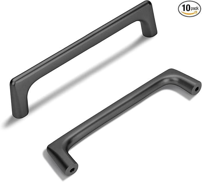 10 Pack 5 Inch(128mm) Hole Center Modern Matte Dark Gunmetal Gray Cabinet Pull Handle Timeless Vanity Drawer Pull Handle Classic Cabinet Hardware for Kitchen Bathroom, Screws Included, Gray(5x10)