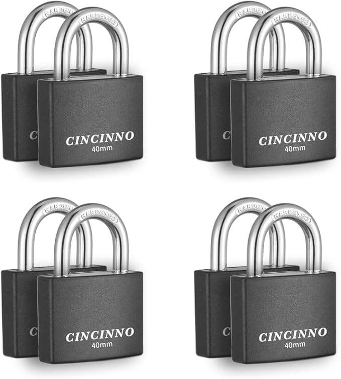 Covered Aluminum Padlock with Key, 8 Pack 1-9/16" Padlocks with Same Key,Key Lock for Outdoors