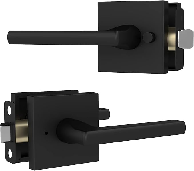 Mega Handles Prime Privacy Lever Door Handle for Hallway, Closet and Bathroom, Keyless Reversible Design Door Levers, Fits All Standard Door Sizes, Covered Screws Included - Matte Black (1 Pack), 5"