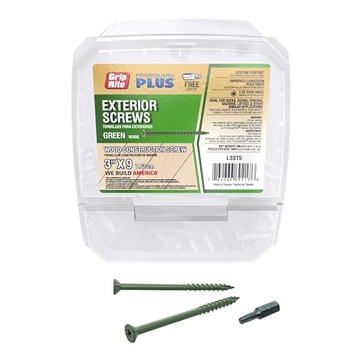 Grip Rite L3ST5 3-inch by 9 Green T-25 Star Drive PrimeGuard Plus Wood Construction Screw