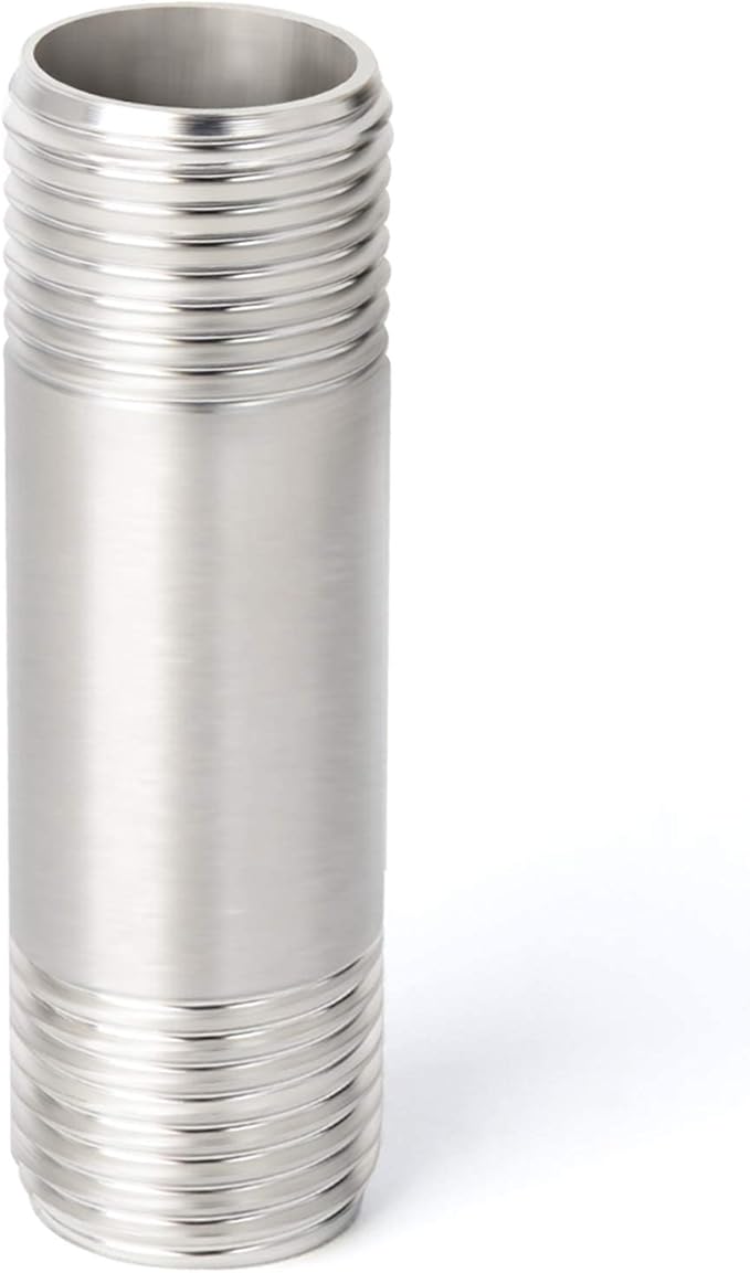 TAISHER 2PCS Stainless Steel Pipe Fittings, 1" NPT x 1" NPT Male Threaded, 2" Length Nipple Cast Pipe