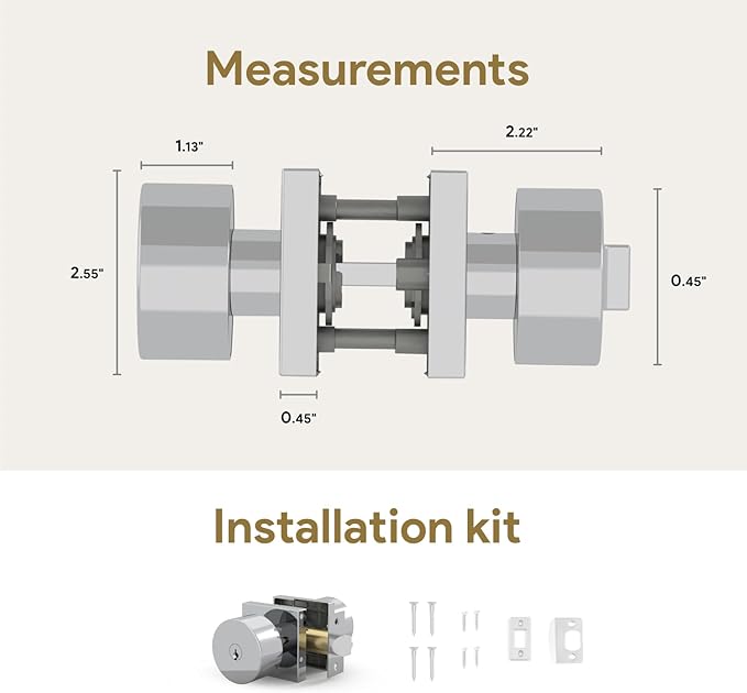 Mega Handles SUANA Entrance Door Knob for Entrance, Bedroom and Bathroom, Reversible Heavy Duty Design Door Knobs, Fits All Standard Door Sizes, Screws Included - Polished Chrome (1 Pack)