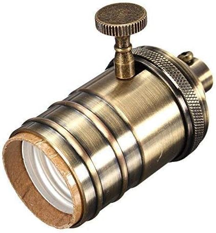 2 Pack Lamp or Fixture Replacement, E26/ E27 Solid Brass Industrial Light Socket Vintage Edison Pendant Lamp Copper Holder with Switch (Antique Brass)