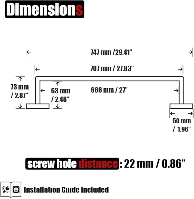 JQK Champagne Bronze Bath Towel Bar, 27 Inch 304 Stainless Steel Thicken 0.8mm Towel Rack Bathroom, Towel Holder Wall Mount, Total Length 29.41 Inch, TB250L27-CB
