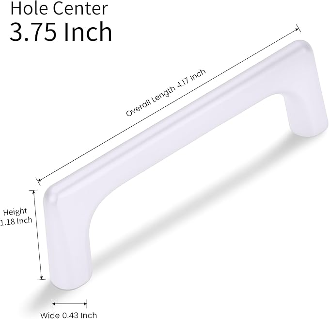 10 Pack 3.75 Inch(96mm) Hole Center Modern Matte White Cabinet Pull Handle Timeless Vanity Drawer Pull Handle Classic Cabinet Hardware for Kitchen Dresser Bathroom, Screws Included, M-White(3.75x10)
