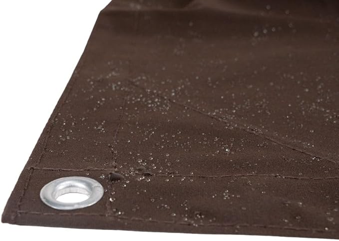 Mytee Products 12' x 16' Dark Brown Canvas Tarp 12oz - Water Resistant & Breathable - Heavy Duty Tarps - Multipurpose Tarpaulin Cover for Camping Tent