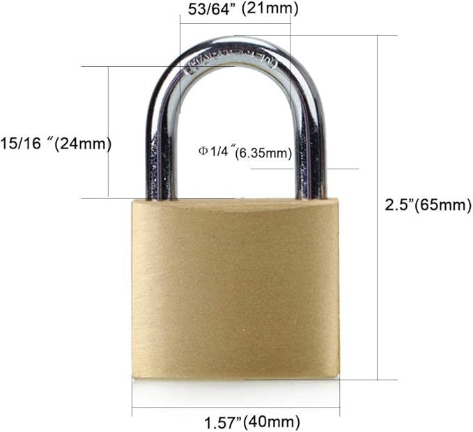 ABRAFOX Solid Brass Same Keyed Padlock keyed Alike Weatherproof Locks (1-9/16 inch 40mm-12pack