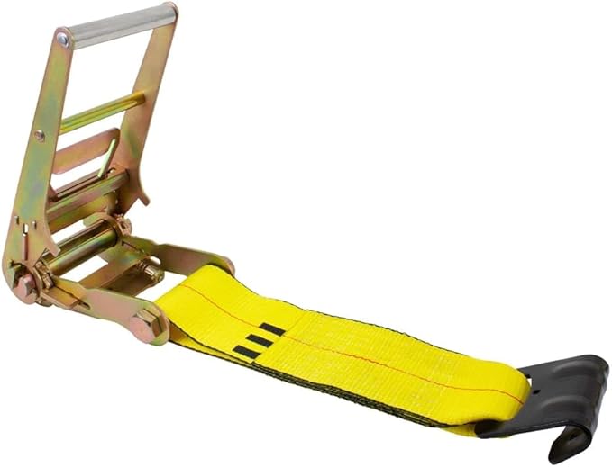 Mytee Products Ratchet Tie-Down Straps with Flat Hooks, 4" x 30' Ratchet Straps Yellow | 16,200 Lbs Breaking Strength | TieDown Ratchet Straps for Flatbed, Truck, Trailers Pickup (2 Pack)