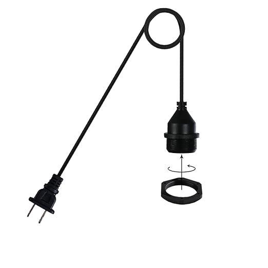 10Foot with Wire Electric Light Socket Waterproof Plug Light Outdoor Plug Light E26/E27 Socket with Wire Electric Light Socket Temporary Building Lighting Waterproof Socket with Wire Electric 6017