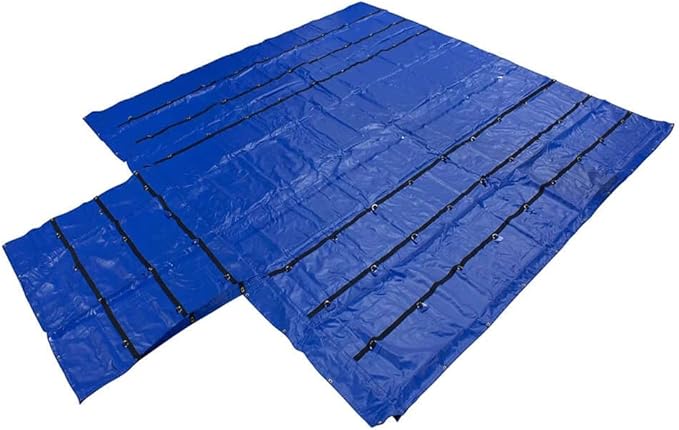 Mytee Products 2 Pack 24' x 27' Flatbed Trailer Lumber Tarp with 8 FT Drop - Heavy Duty Blue 18 Oz Vinyl Waterproof Tarp for Truck/Trailers to Protect Cargo from Wind, Rain, Snow, and Sun