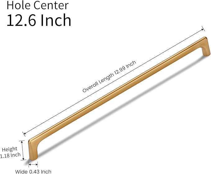 10 Pack 12.6 Inch(320mm) Hole Center Modern Brushed Champagne Bronze Cabinet Pull Handle Timeless Vanity Drawer Pull Handle Classic Cabinet Hardware for Kitchen Bathroom, Champagne(12.6x10)