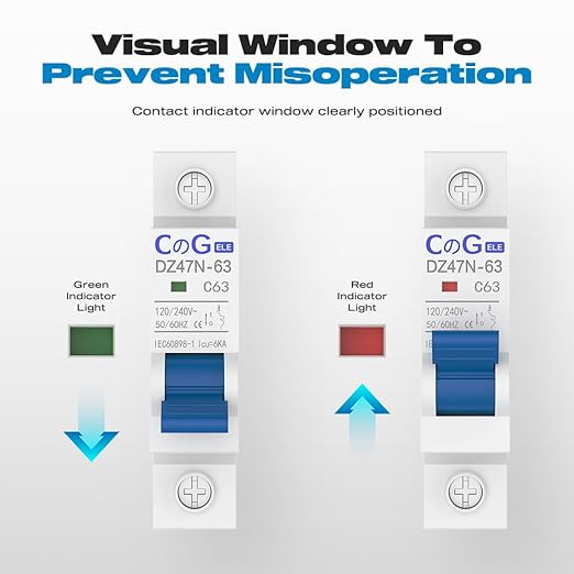 AC Miniature Circuit Breaker 63 Amp 1 Pole 120/240V Solar AC Disconnect Switch Thermal Magnetic Trip Din Rail Mount