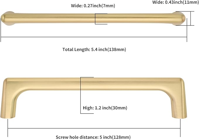 10 Pack Brushed Gold Cabinet Pulls, 5 Inch Hole Center, Sturdy & Easy to Install, Gold Cabinet Hardware for Cabinets, Cupboard & Drawer
