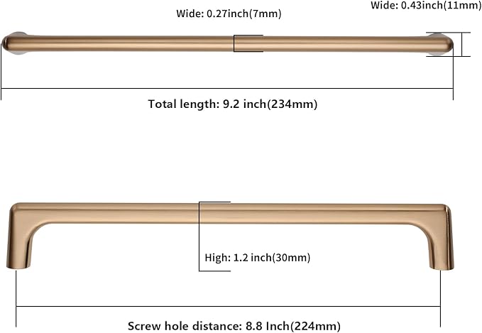 10 Pack Champagne Bronze Cabinet Pulls 8.8 Inch Kitchen Cabinet Handles Cabinet Hardware Kitchen Handles for Cabinets Cupboard Handles Dresser Pulls Drawer Handle