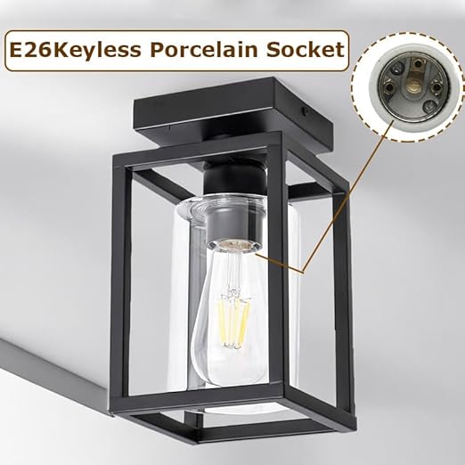 Keyless E26 Porcelain Socket,JNXQWE Ceramic Medium Base Screw Socket with Hickey IPS 1/8-27,Glazed (3-Pack,Keyless)