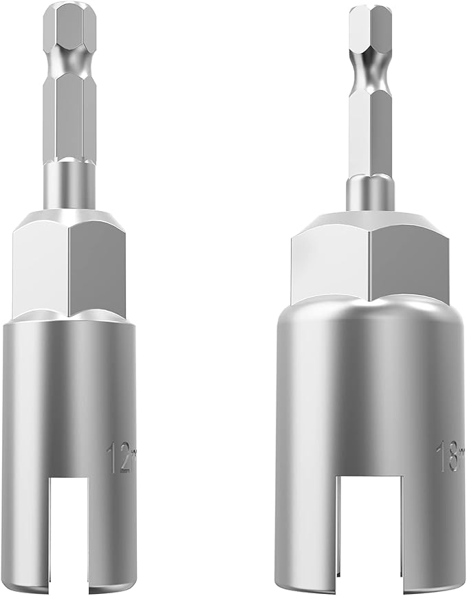 2 Pack 1/4" Hex Shank,Power Wing Nut Driver Set,Slot Wing nuts Drill Bit Socket Wrenches Tools Set, Drills Bits for Panel Nuts screws eye C hook bolt (2 Pack 2 Size (12mm,18mm))