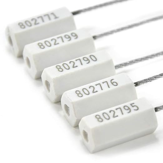 2000 pcs Pull-Tite Steel Wire Security Cable Seals Numbered Metal Truck Padlock Anti-Tamper Shipping Tags-Straps for Trailer (White)