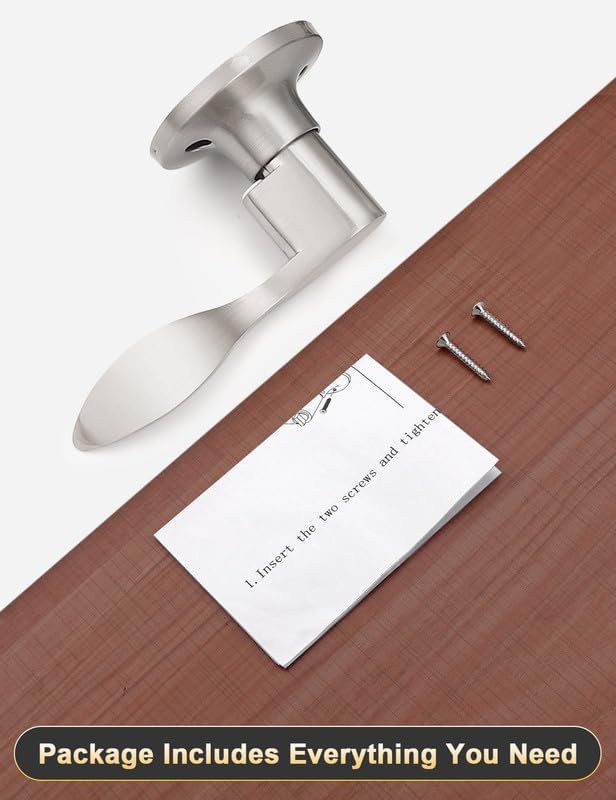 Mengico 10 Pack Satin Nickel Dummy Door Lever, Single Left Side Door Handle for Closets, Non-Turning Pull Only Lever Set, Wave Style Interior Door Knob