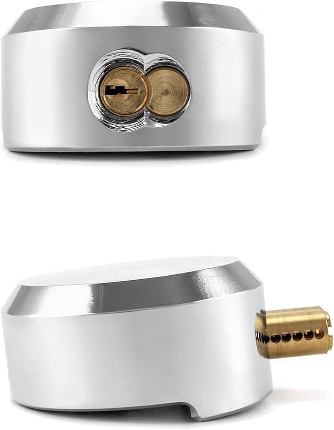 QWORK Heavy Duty Puck Lock and Hasp, 2 Pack High Security Steel Hidden Shackle Keyed Different Padlocks with Keys for Trucks, Gates, Vans and Vending Machines
