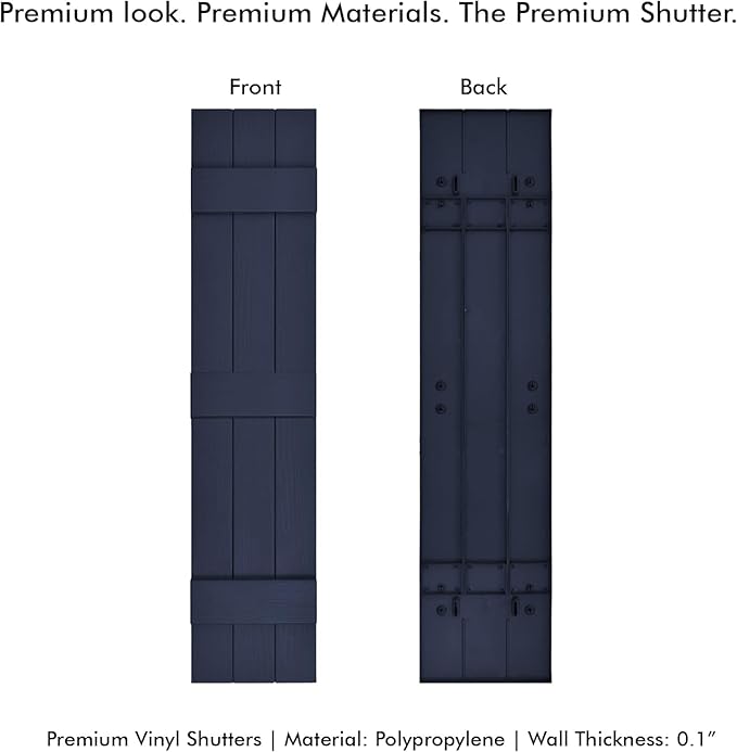 Board & Batten Vinyl Shutters (1 Pair) | 11"x67" (3-Board) - Navy Night Sky | Exterior Window Shutters | Includes Mounting Hardware | Simple Installation | Made in USA