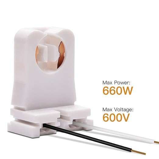 30-Pack JACKYLED Non-Shunted Turn-Type T8 Lamp Holder UL Socket Tombstone with 10 inches Wires Attached for LED Fluorescent Tube Replacements