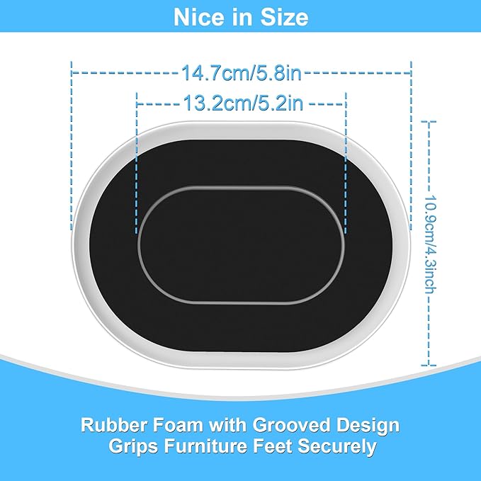 Upgrade Furniture Sliders, Furniture Sliders for Carpets, 4 PCS 5.8*4.3" Moving Pads With Anti-Slip Groove, Oval Furniture Moving Sliders for Easy Move Bed Tables Cabinet Heavy Duty, Protect Carpets