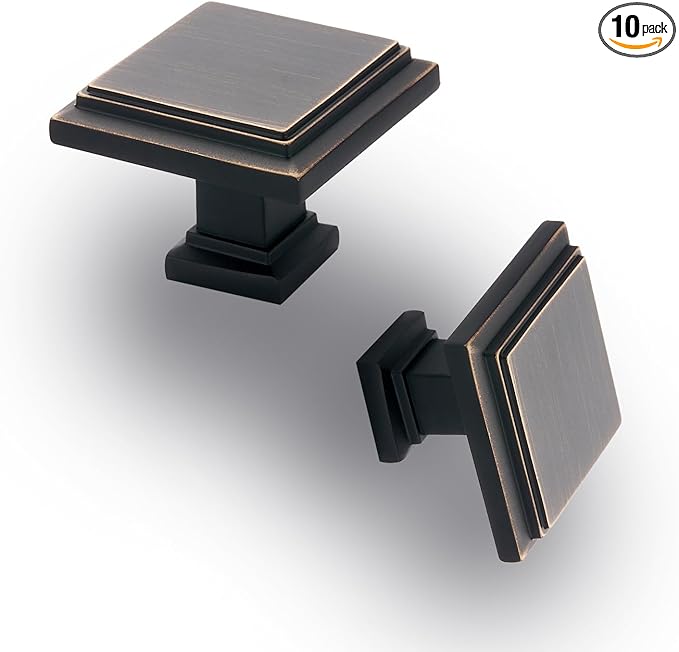 10 Pack Oil Rubbed Bronze Cabinet Knobs Drawer Knobs Modern Cabinet Pulls Kitchen Cabinet Handles Kitchen Cabinet Hardware Timeless Drawer Pulls for Dresser Cupboard Wardrobe, ORB(1x10)