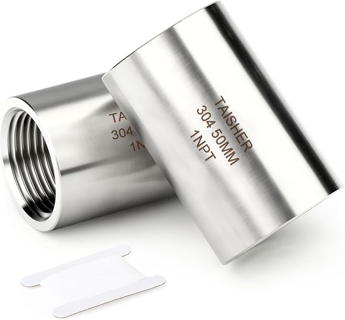 TAISHER 2PCS Stainless Steel Pipe Fittings, 1" NPT Female x 1" NPT Female Threaded, 2" Length Thickened Nipple Cast Pipe