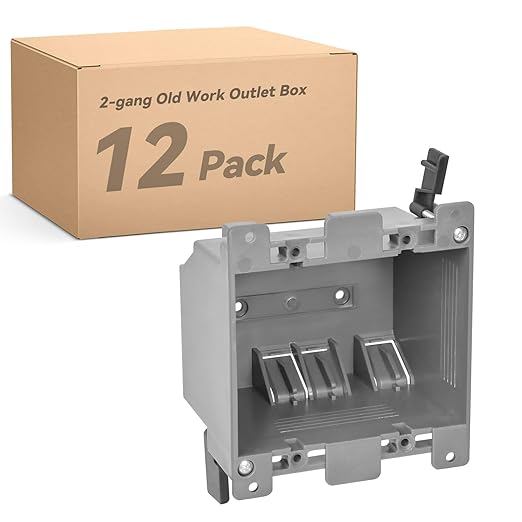 Old Work Box 2 Gang, 25 CU. in. Outlet Box, PVC, UL Listed, 12 Pack