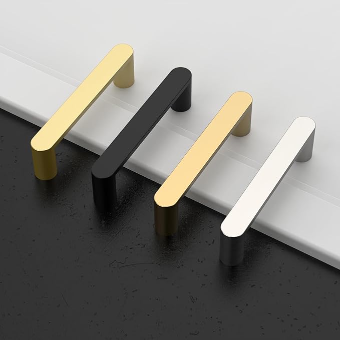 Amerdeco 10 Pack ZH0005MB Matte Black 3.75 Inch(96mm) Hole Centers Kitchen Cabinet Pulls Hardware Modern Kitchen Handles for Cabinets Cupboard Handles Drawer Pulls